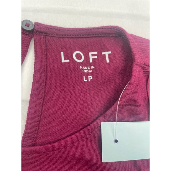 LOFT Women Petite Tiered Ruffle Mixed Media Top Large - Picture 3 of 16